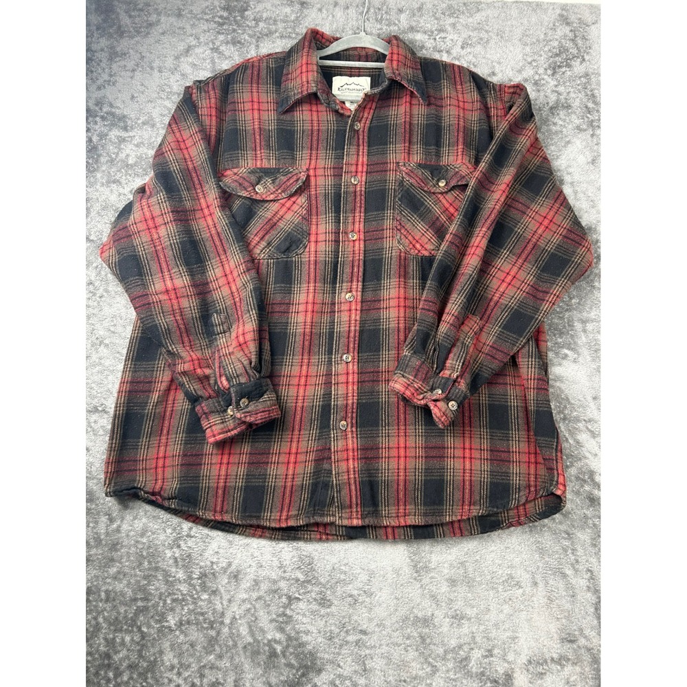 Kilimanjaro Expedition Outfitters Red Black Plaid Flannel Shirt Mens XL Cotton